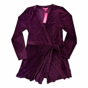 Lilly Pulitzer Karlie Wrap Velour Romper Cabernet Berry Size XL NWT $168